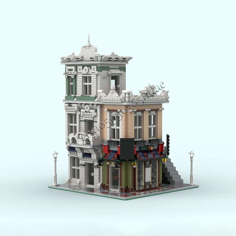 1794PCS MOC 창의적인 도시 거리 풍경 모듈형 사무실 및 국수 가게 모델 건축 블록 DIY 어린이 브릭 장난감 선물