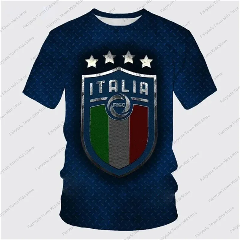 New Summer Flag Of Italy Football 3D Printed Kids Short Sleeve T-shirt Personality Hip Hop Unisex Fashion Casual Tshirt Tees Top