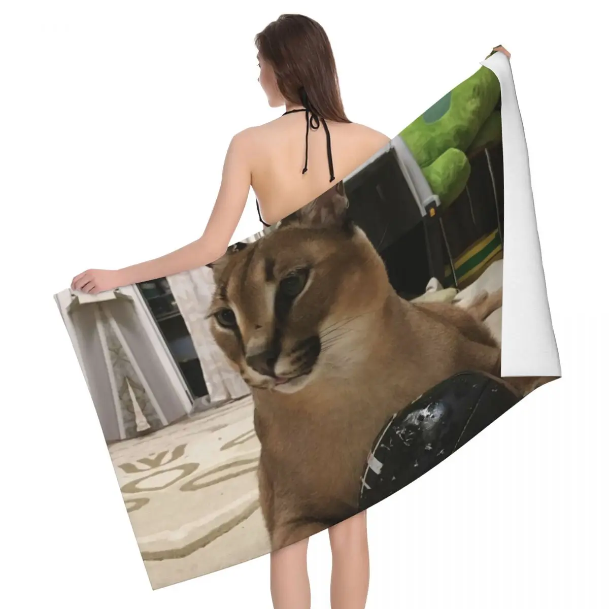 

Big Floppa Meme Bath Beach Towel Microfiber Funny Caracal Cat Travelling Swimming Camping Towels