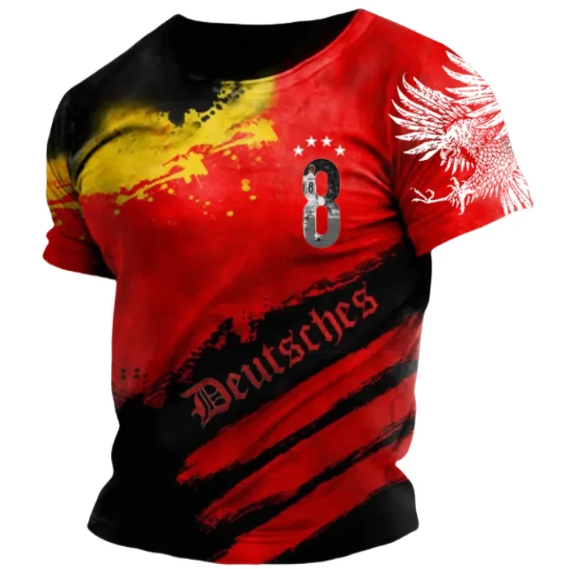 Germany National Flag Print T Shirt For Men Summer Germany Jersey Sports Tops Casual O-Neck Loose Short Sleeve Deutschland Tees