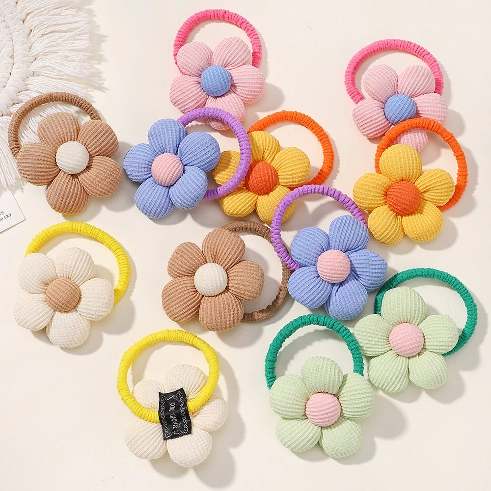 2Pcs/lot Lovley Flower Girls Kids Ponytail Elastic Hair Bands Children Hair Ties Cartoon Kids Hair Accessories Baby Headrope