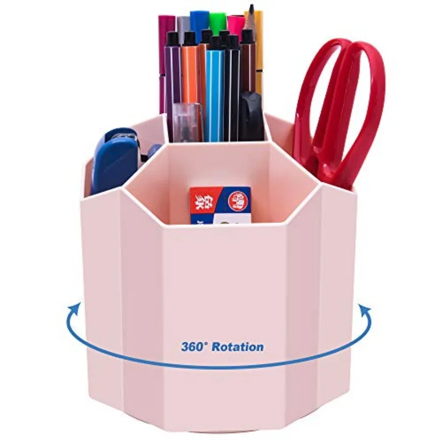 

Desk Pencil Pen Holder Rotating Pen Organizers 360-Degree 5 Grid Pen Holder for Desktop Storage Stationery Supplies Organizer H