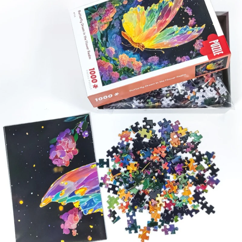 1000Pcs Jigsaw Puzzle Set Gray Board Famous Oil Painting Patterns Assembly Toy Decorative Art Picture Gift for Adults