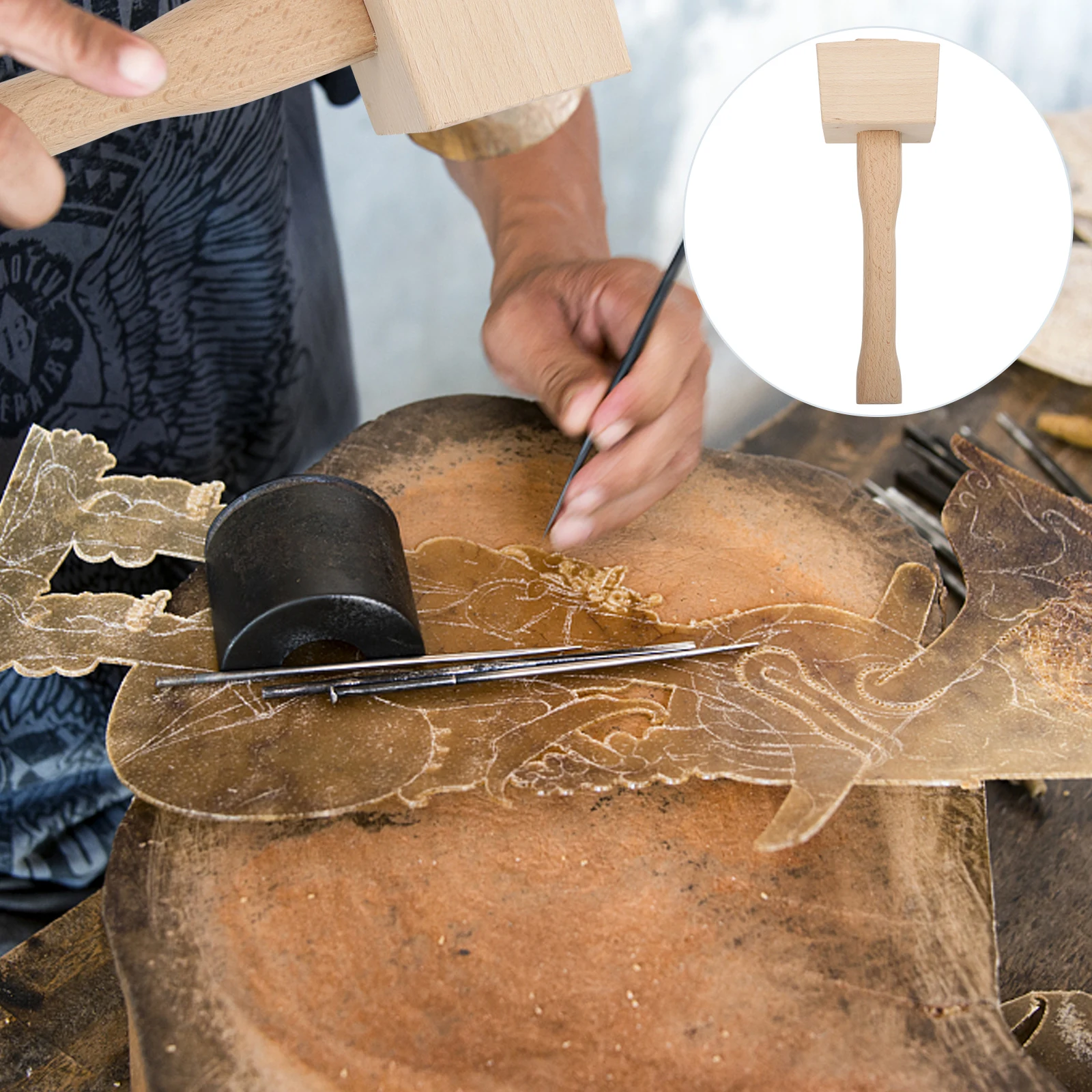 

Wooden Carpenter Mallet Heavy Duty Beech Hammer for Woodworking Carpentry Smooth Handle Integrated Head Design