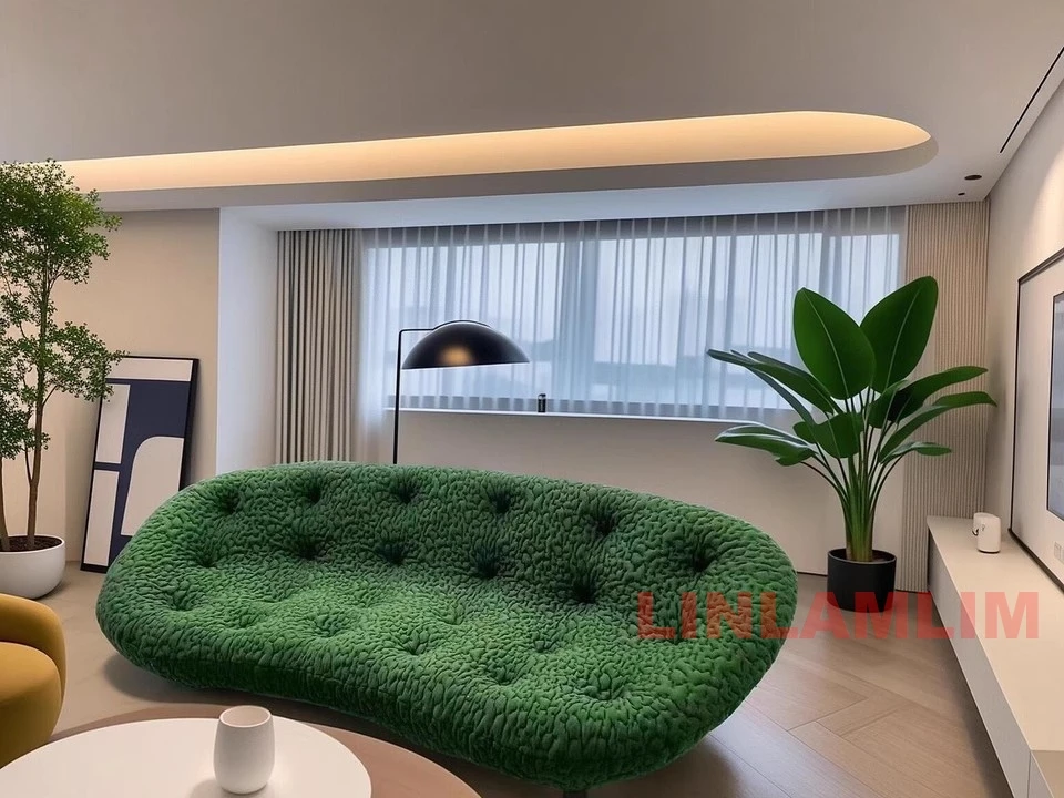 MANBAS Luxuriöses italienisches Muschelsofa – einzigartiges modernes Design, gepolsterte Stoffcouch für Wohnzimmer oder Lounge, ergonomische Sitzgelegenheiten