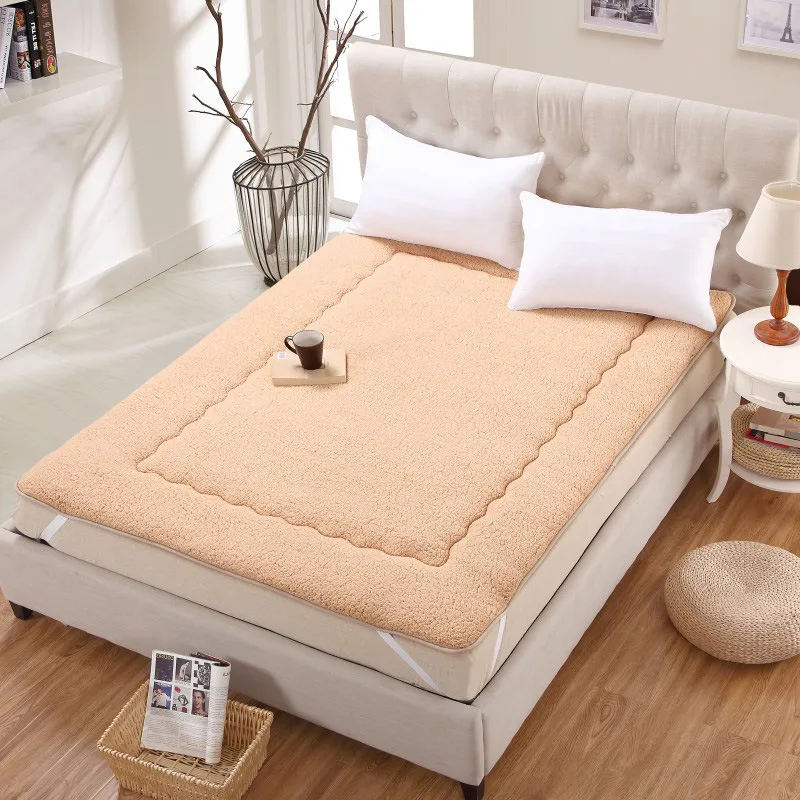 Winter Warm Berber Fleece Mattress Nonslip King Size Bed Mattress Pad Cushion Floor Ground Tatimi-mat