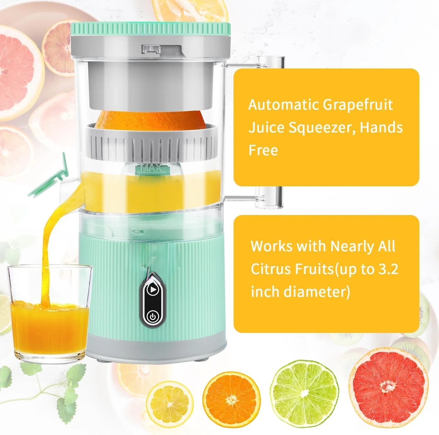 آلة عصارة الحمضيات القابلة لإعادة الشحن مع كابل USB وفرشاة تنظيف ، سهلة الاستخدام ، فواكه ، ليمون ، وجريب فروت ، Po