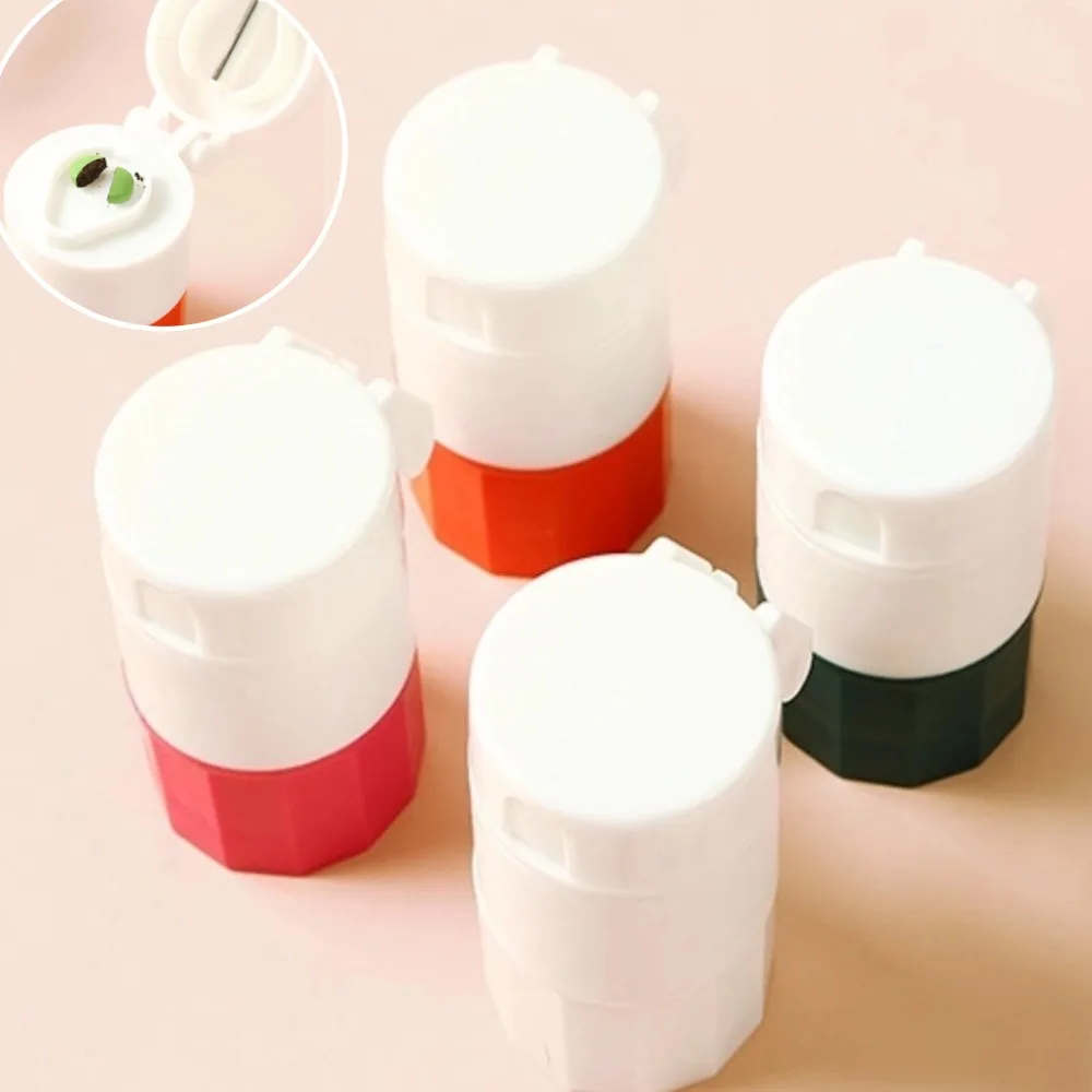 4-in-1 Pill Cutter and Grinder, Multifunctional Portable Storage Box with Stainless Steel for Household Travel Storing Medicatio