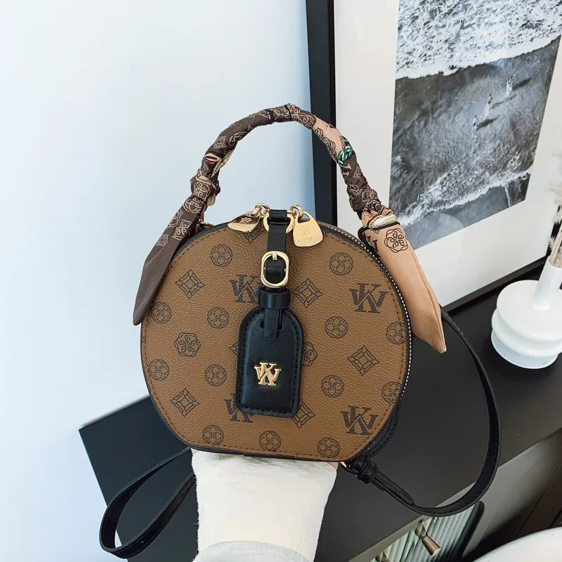 

2025 Monogram Circle Bag, Vintage Top Handle Purse for Women, Luxe Shoulder Crossbody, Chic Day to Night Tote, Textured Sling