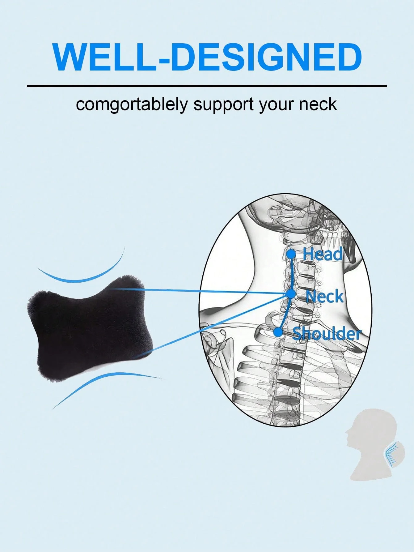 플러시 인조 토끼털 자동차 헤드레스트 베개 – 부드러운 목 지지 쿠션, 앞좌석 및 뒷좌석에 모두 적합, 고급스러운 편안함