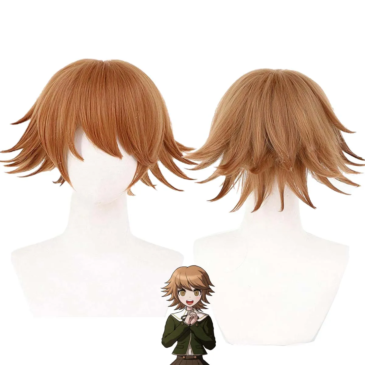 

Game Danganronpa Fujisaki Chihiro Brown Short Heat Resistant hair Wig for women