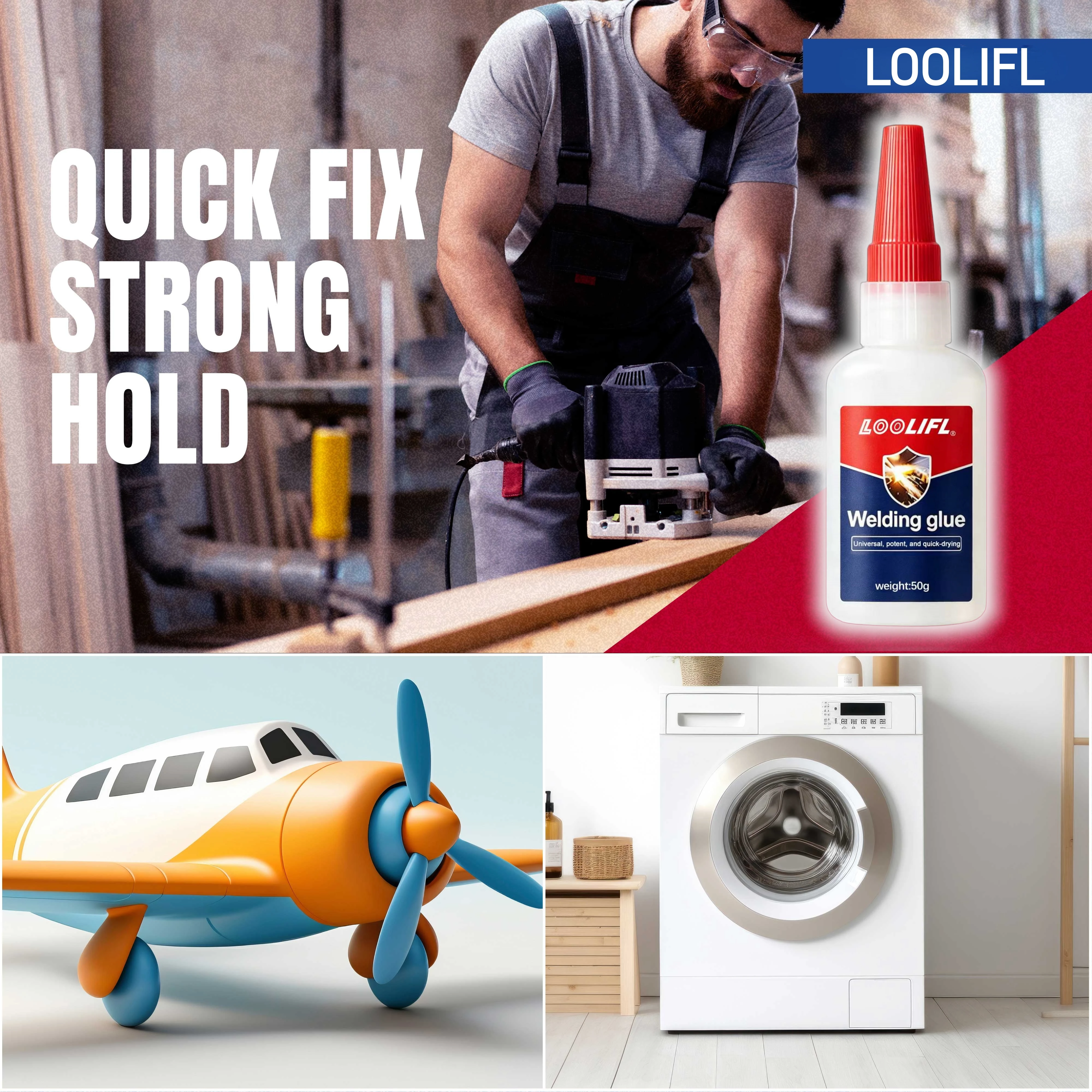 LOOLIFL 3PCS 50g XL High Strength Instant Adhesive Oil Welding Glue for Resin Ceramic Metal Glass Plastic Wood Fast Repair view 4