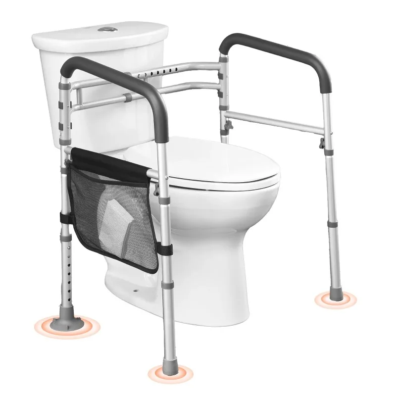 

Toilet Safety Rail, 300LBS Foldable Toilet Seat with Non-Slip Handles, Reinforced Aluminum Alloy Tube, Fit for the Injured