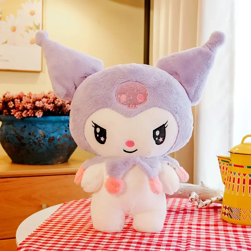 25cm Sanrio Kuromi Pluszowe zabawki Poduszka Kawaii Anime My Melody Pluszowa lalka Kreskówka Kuromi Wypchana lalka Sofa Poduszka Dziewczyny Prezent świąteczny