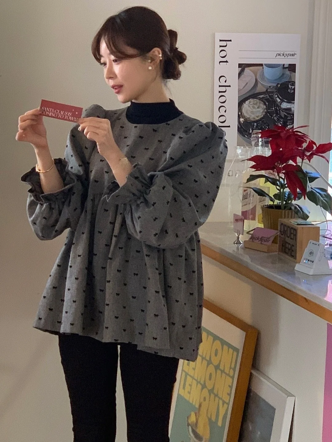 ريترو إلي المرأة irt ربيع 2026 جديد Faion العمر-Defng دمية الأعلى الكورية تصميم تحسس فقاعة القطن Sve القطن irt