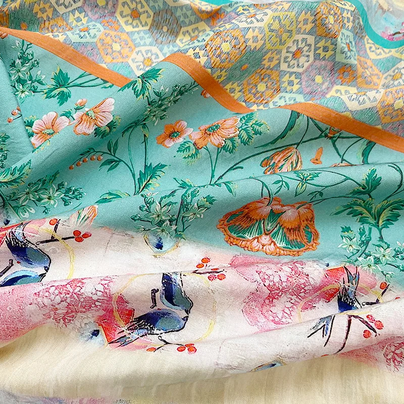 Peonía Azalea brocado de algodón tela con estampado Digital Material de costura para nuevos vestidos Cheongsam de estilo chino Tops diseñador Hanfu