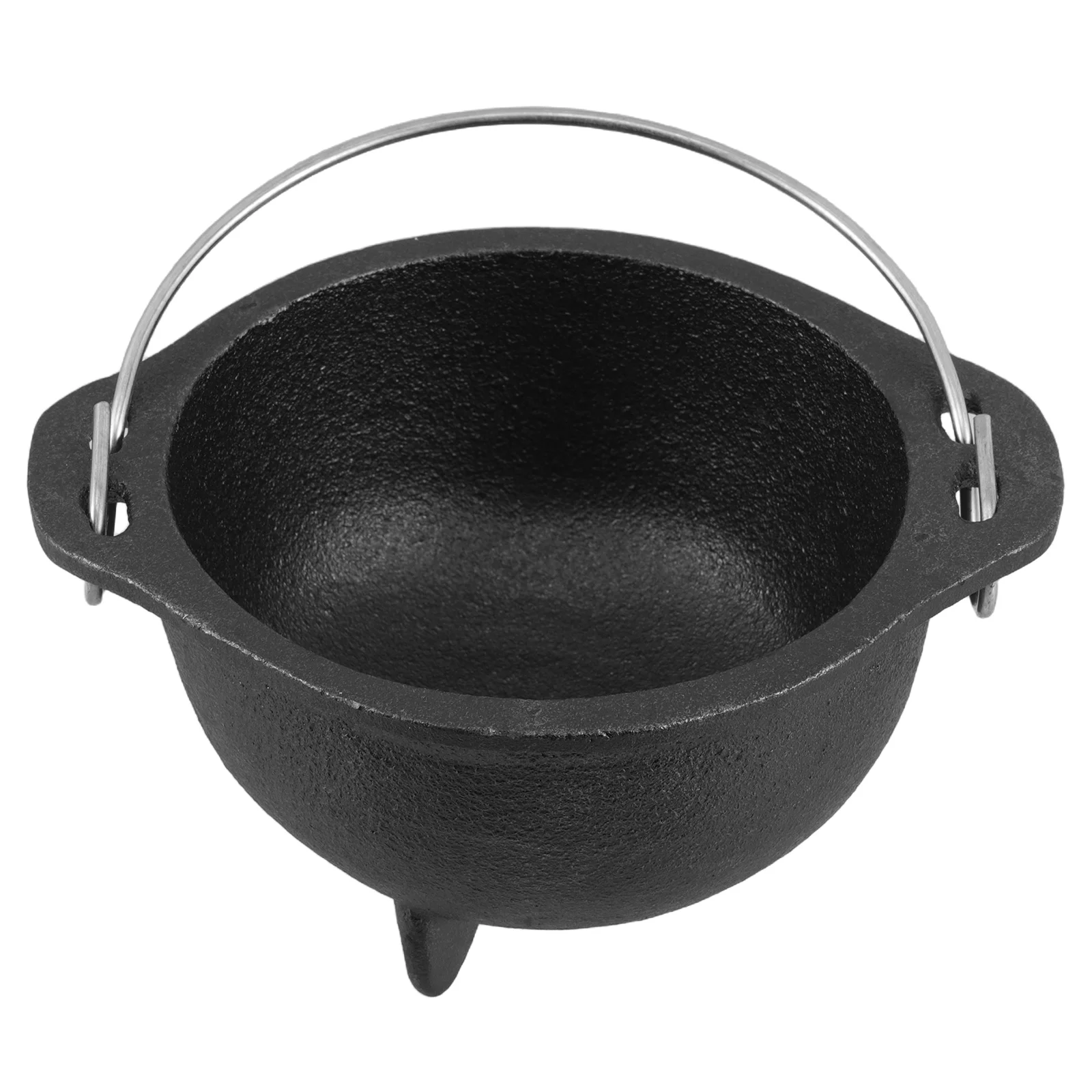 

Rustic Cast Iron Cauldron Pot Black Finish Tripod Stand Incense Holder Burner Halloween Snack Serving Decor Bowl
