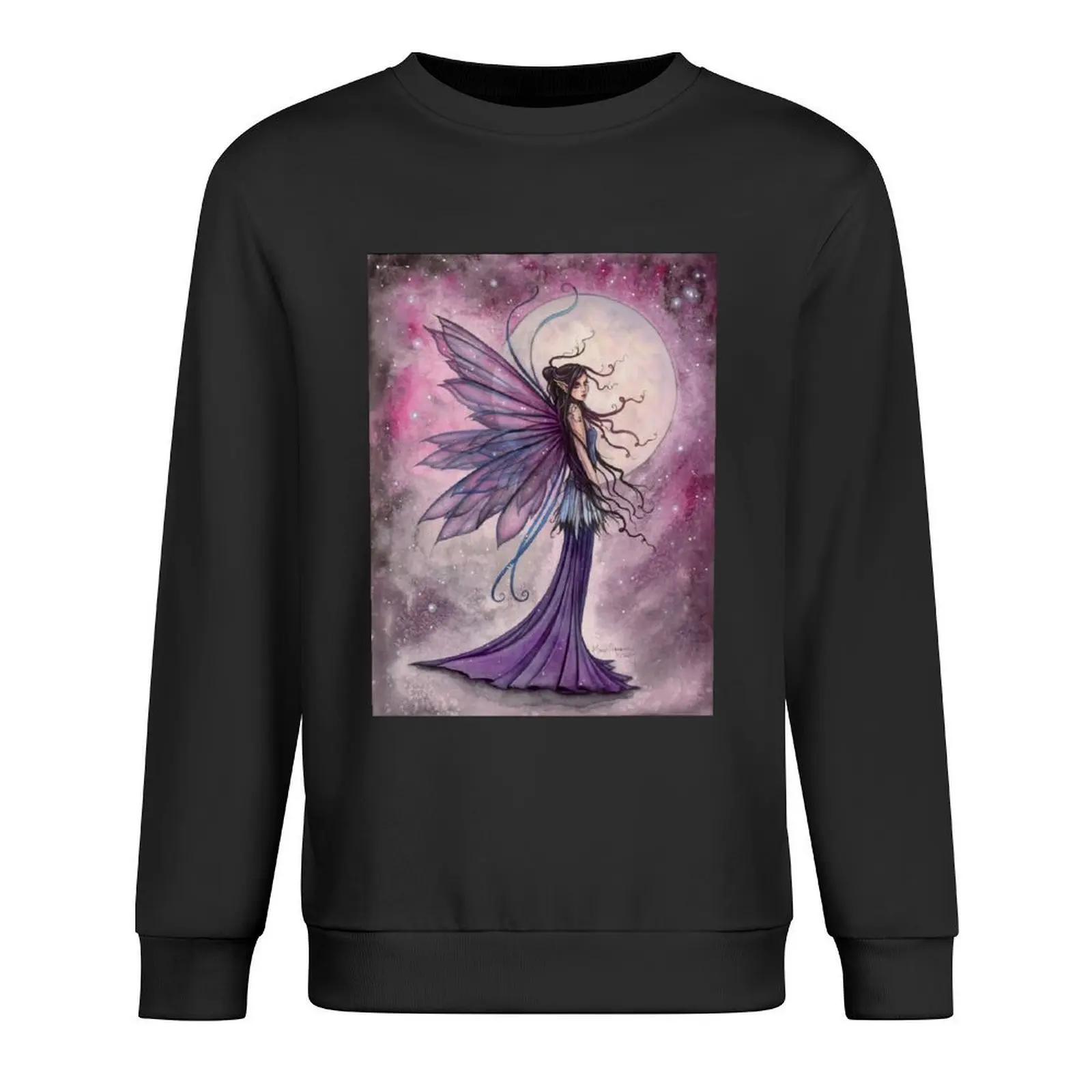 

Starlit Amethyst Fairy Fantasy Art by Molly Harrison Pullover clothes for men men's winter sweater hooded sweatshirts