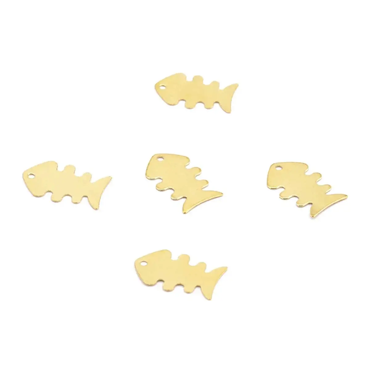 100PCS Fashion Fishbone Charm Pendants Brass Blanks 16x10mm DIY Earrings Necklace Jewelry Handicrafts Accessories Supplies