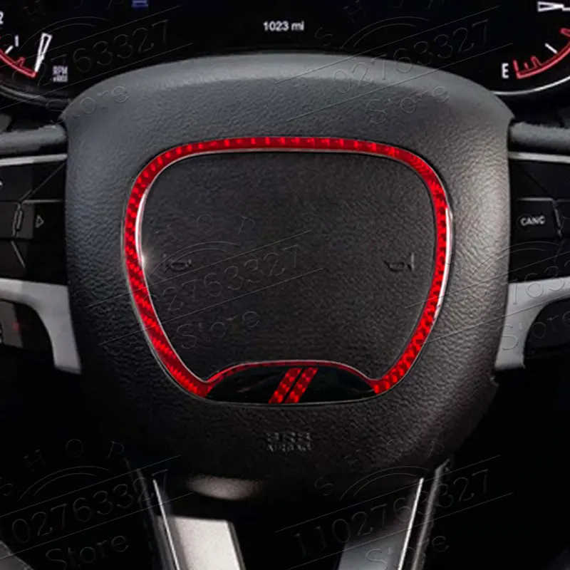 Car Styling Carbon Fiber Auto Steering Wheel Center Logo Covers Sticker Trim For Dodge Demon Ram Durango Charger SRT Journey