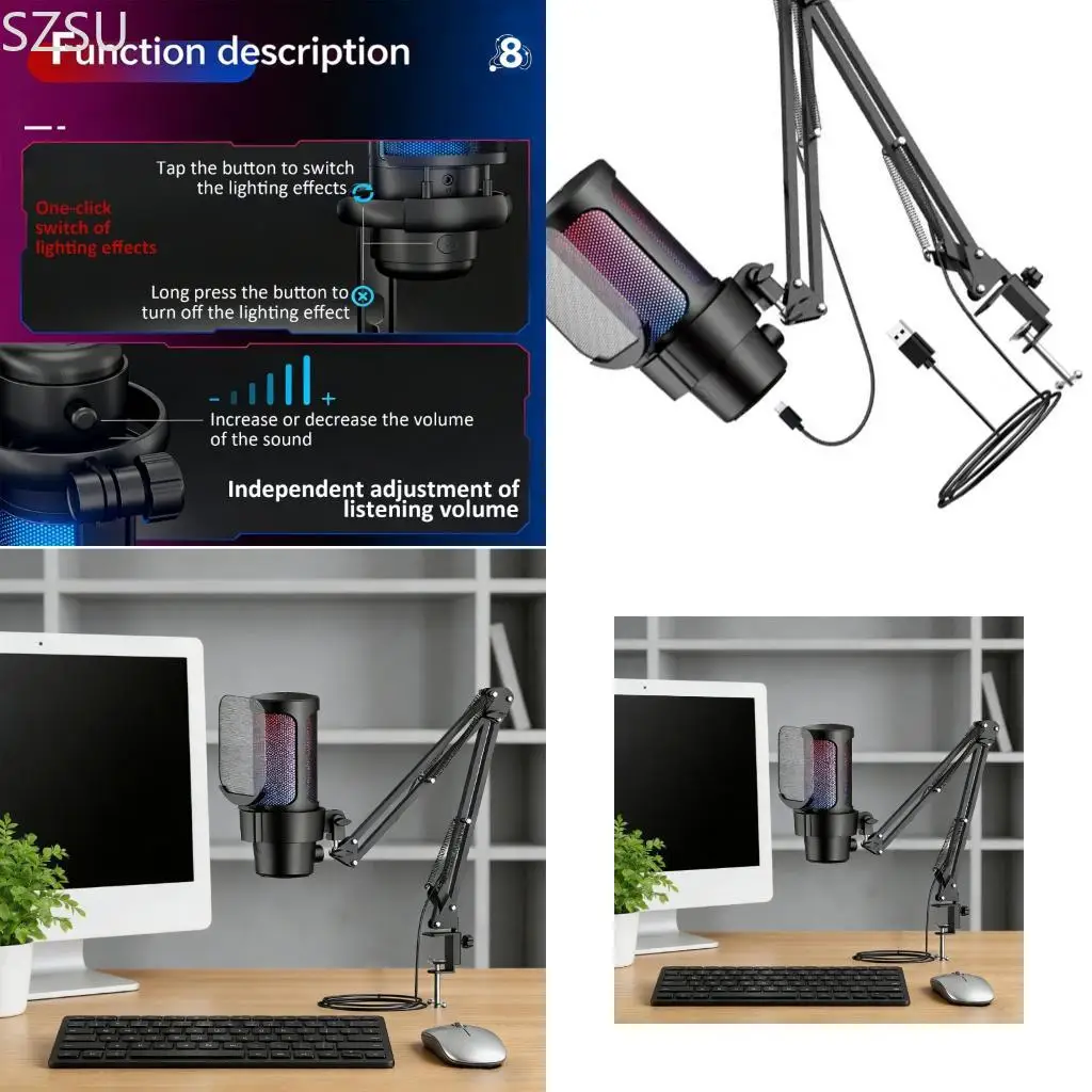

SZSU Outlet and Play USB Pickup Boom Arm Combination Clear Voice Communication Live Broadcasts Video Calls Global Agreement