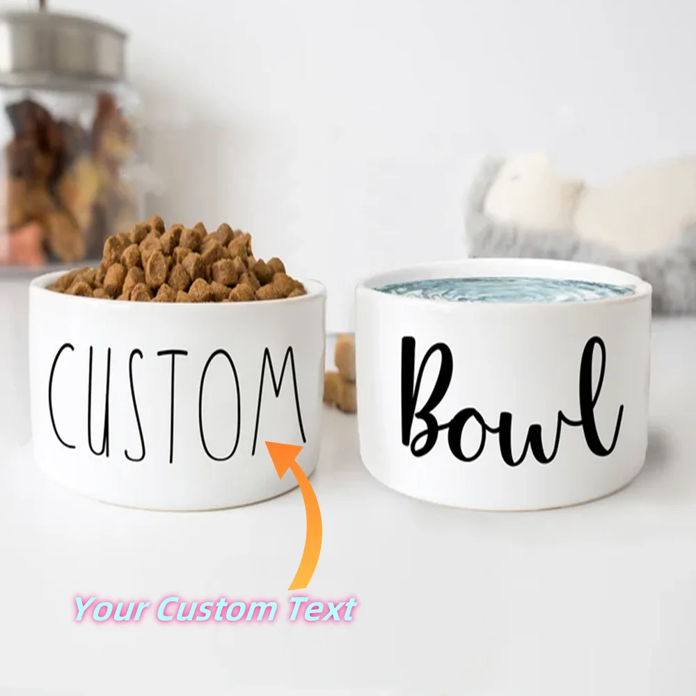 

Customized Personalized Ceramic Round Simple Pet Bowl Custom Cat And Dog Food Bowl To Prevent Tipping Over Feeding Pet Supplies