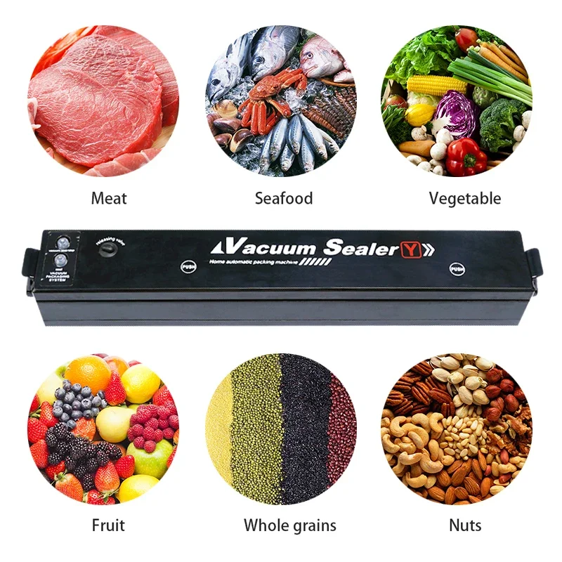 Vacuum Sealer Machine Black Style EU Plug  Kitchen Vacuum Packer Machine Small Sealing Machine Free Gift 10pcs Food Vacuum Bags