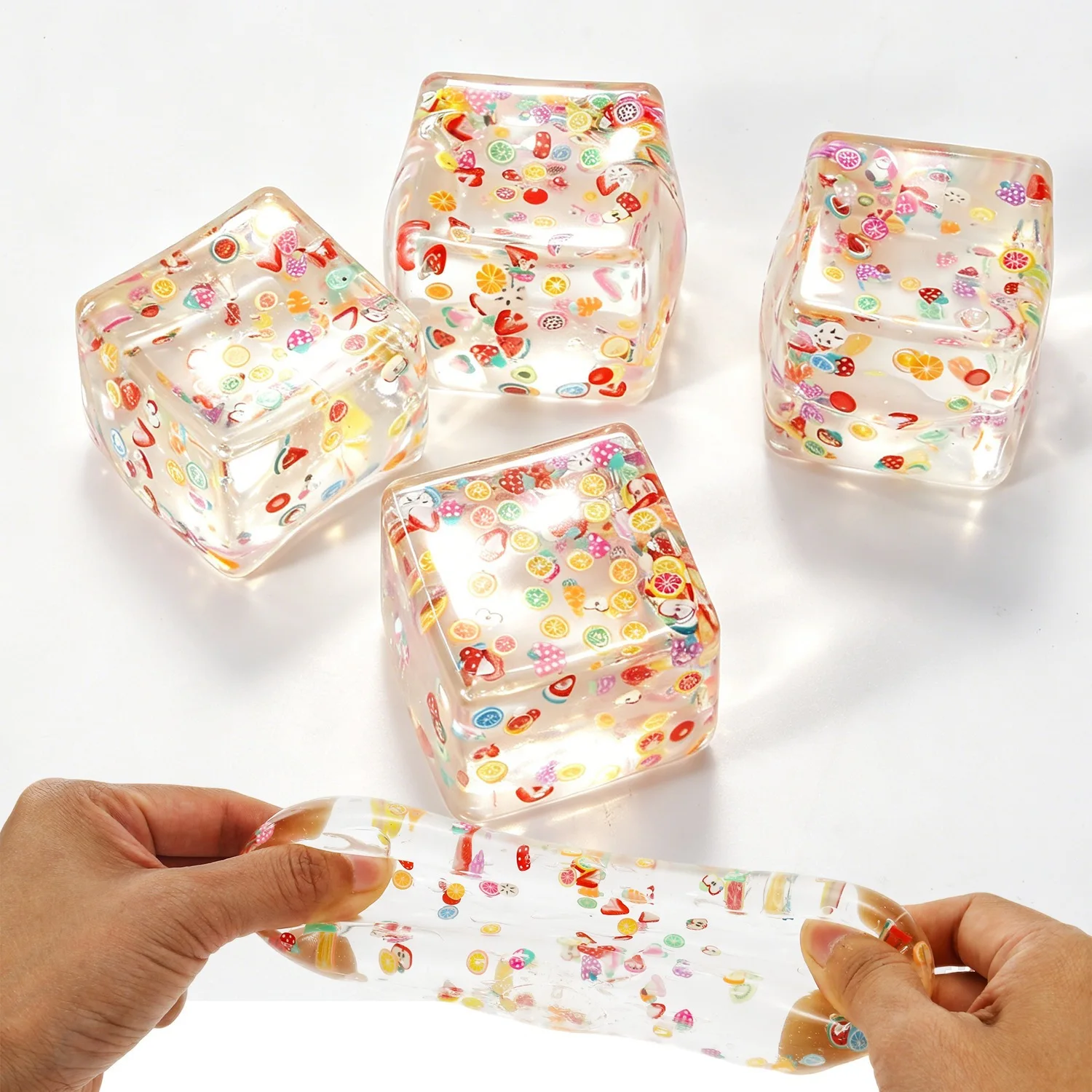 Cube Sequins Solid Color Transparent Maltose Decompression Sensory Squeeze Decompression Breathable Gift