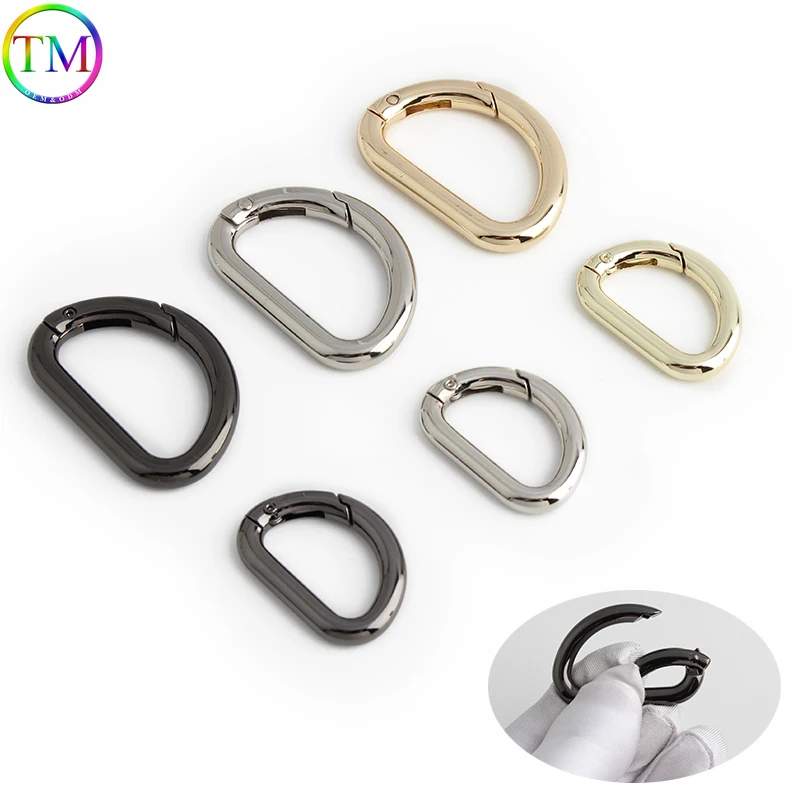 Metal D Ring Spring Ring Clasps Buckle Openable Carabiner For Handbags Strap Belt Dog Chain Purse Connector Hardware Accessories