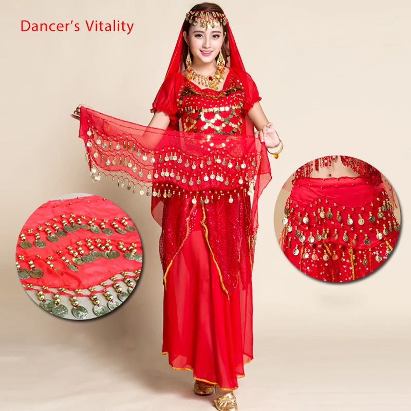 

Belly Dance Belt Costumes Sequins Tassel Belly Dance Hip Scarf for Women Belly Dancing Belts Indain Wavy Line Coin Dance Belt