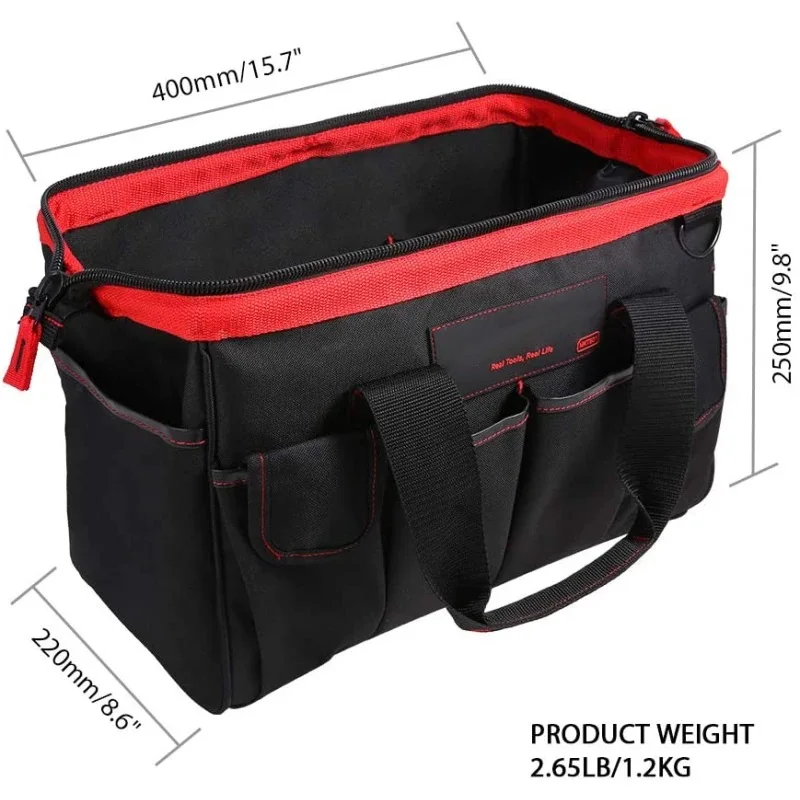 Tool Bag 16-inch Tool Storage Kit 7 Pockets Electrical Kit with Adjustable Shoulder Strap for Electrician Carpenters