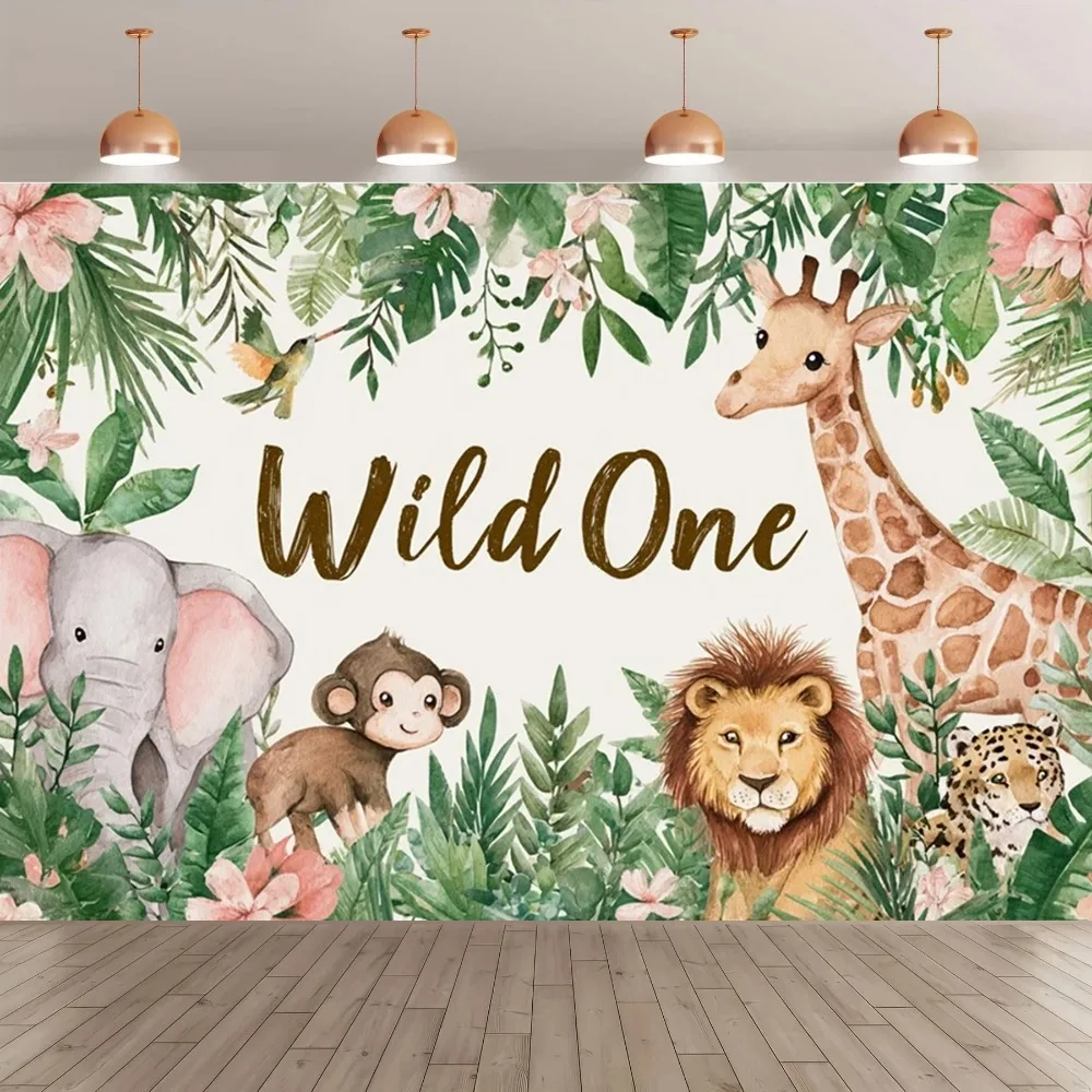 

Wildlife Park Photography Background, Jungle Animals, Children's Happy Birthday Party Decoration Banner Photography Background