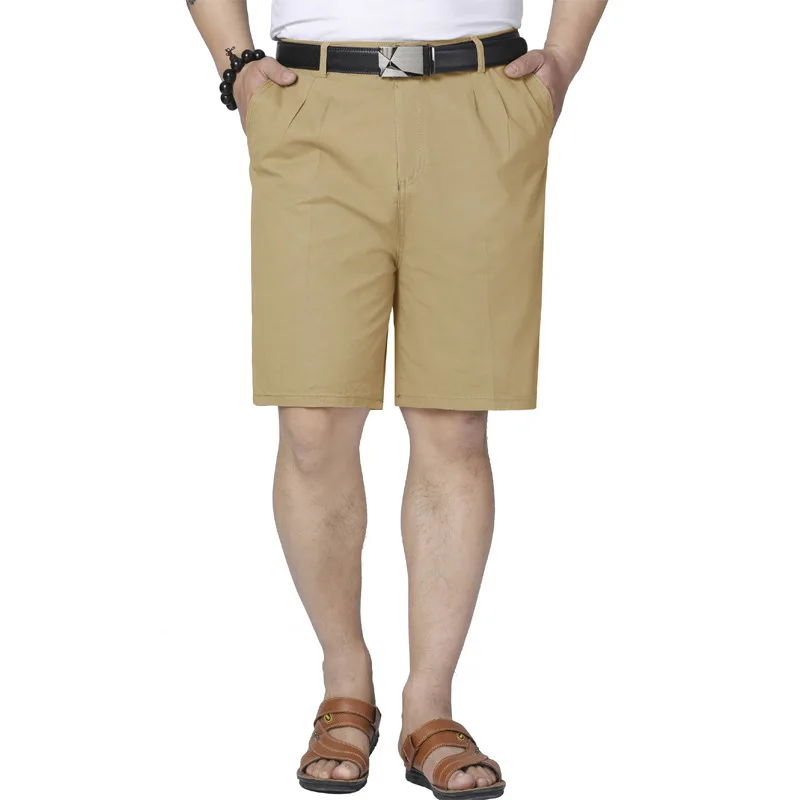 Mens Shorts Middle Aged Plus Size 40 42 44 46 Cotton Thin Straight Casual Father Khaki Grey Black White Male Summer Cltohes