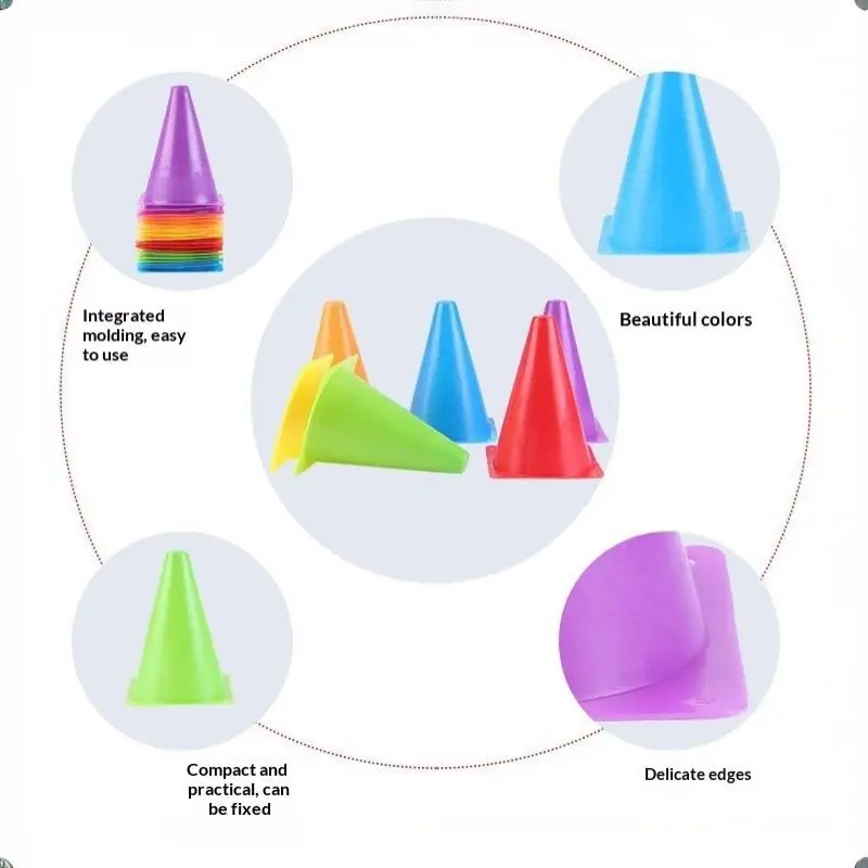 10pcs18CM Sign Bucket Barrier Football Road Flat Training Cone Roller Pile Springback Marking Cup Symbol Sports Accessories
