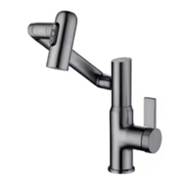 

All In One Bathroom Faucet 360 Rotating Mechanical Arm 3 Spray Modes Smart Temperature Display Hydroelectric Power