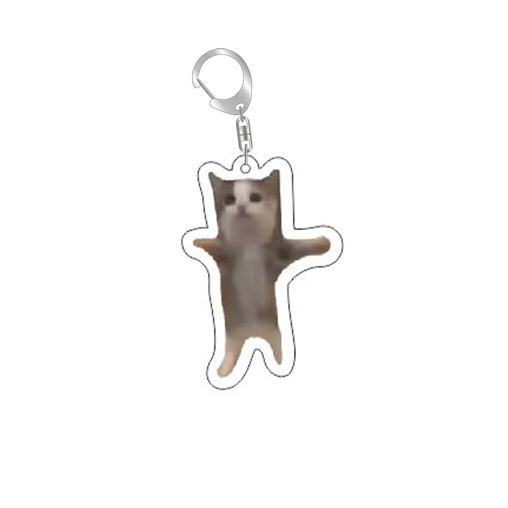 Rambling Goat Huh Cat Meme Keychain Confused Cat Memes Cat Screaming With Paws On Its Head Cute Gift For Friend Woman\'s Keychain