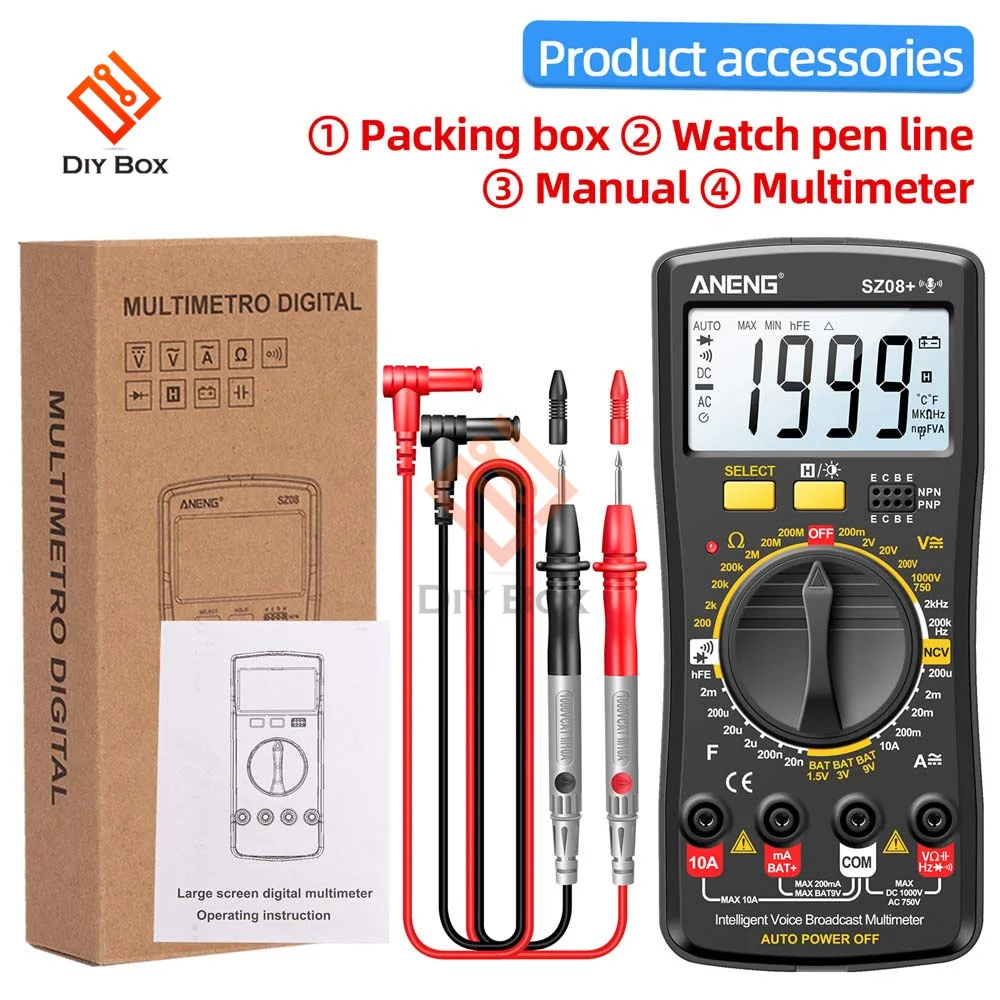 SZ08+ Upgrade Professional Digital Multimeter Ultra-thin Storage Meter Auto Voltmeter AC DC 220V Resistance Handhold Testers