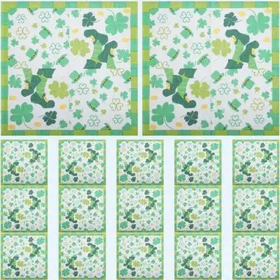 

20Pcs St Patricks Party Shamrock Paper Napkins Disposable Dinner Napkins Irish Holiday Supplies Table Decorations