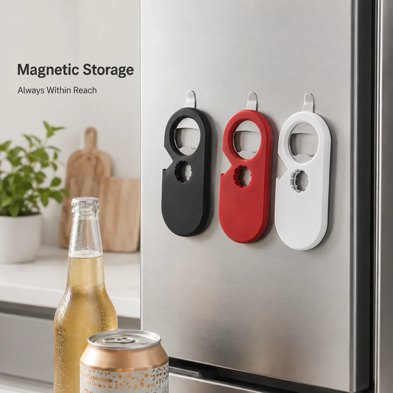 Cute Magnetic Bottle Opener, Multifunctional Fridge Magnet for Opening Beer, Wine and Jar Lids, Home and Bar Use
