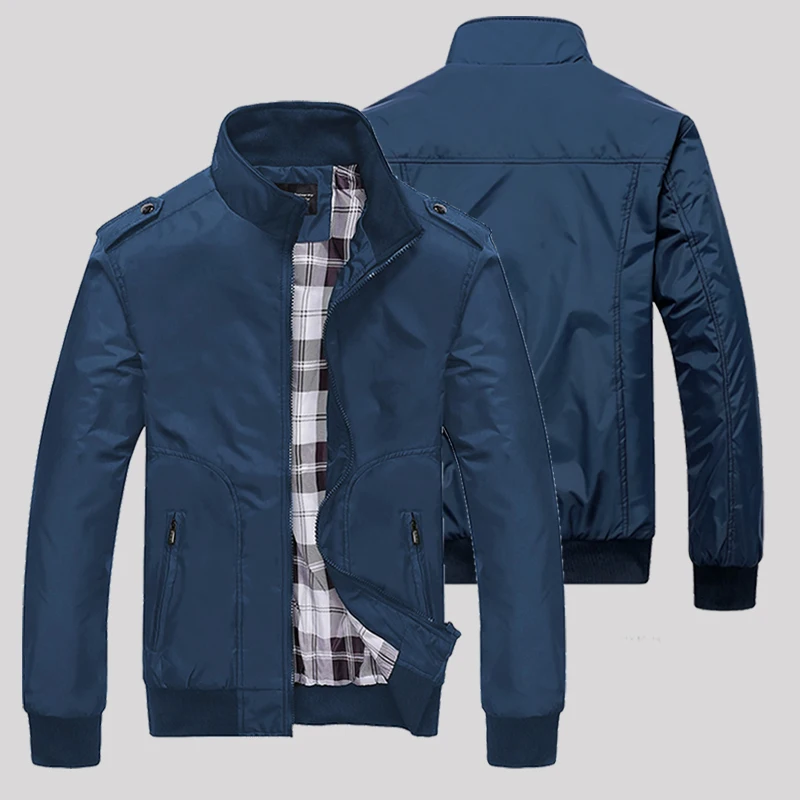 Men's Casual Sports Outdoor Thick Jacket With Added Cotton, Slim-Fitting Stand-Up Collar, Zipper Closure, Custom Logo Pattern