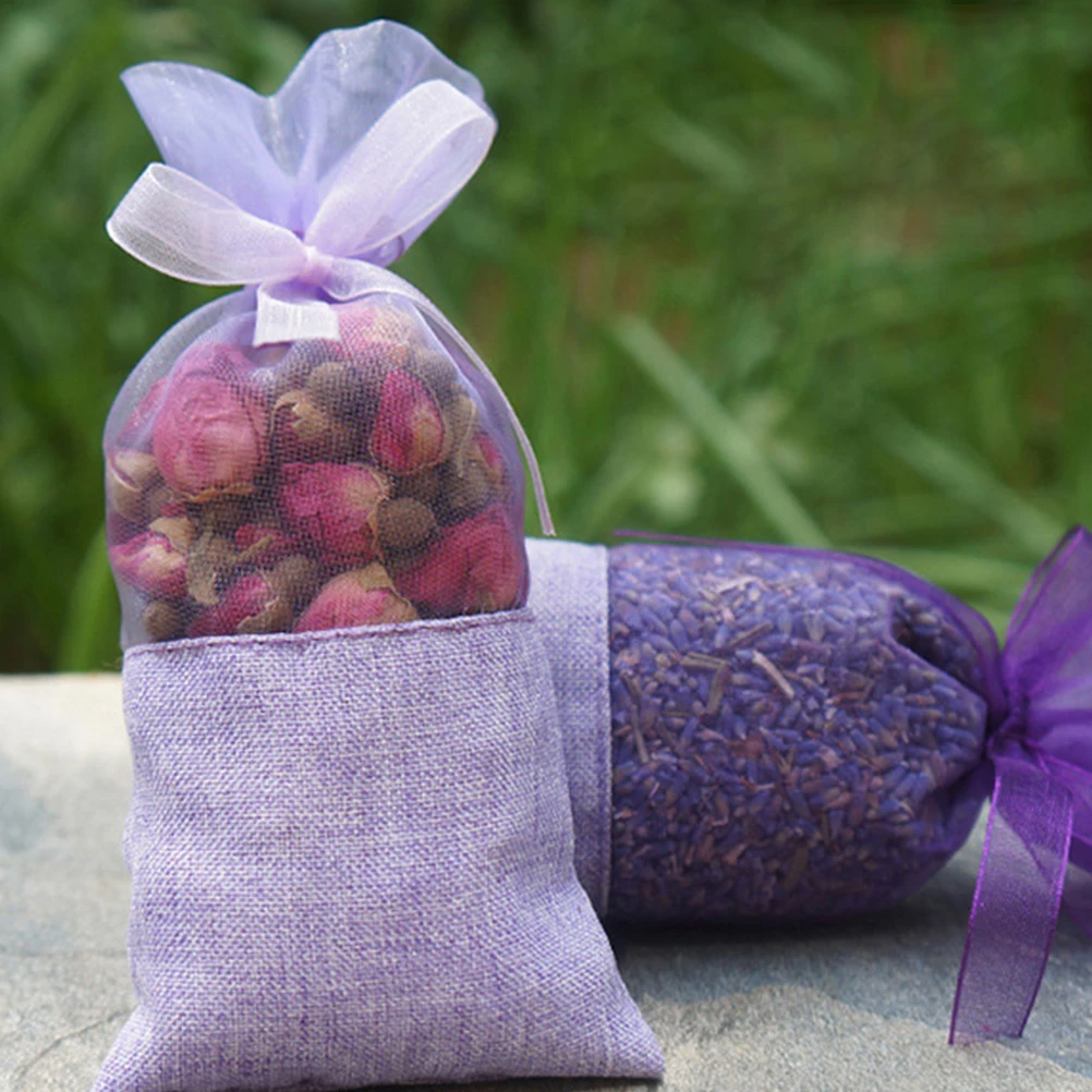 

24 Pcs Lavender Scented Bags Gauze Sachet Empty Storage Pouches for Wardrobe Cotton Drawstring Tealight Gift Packaging