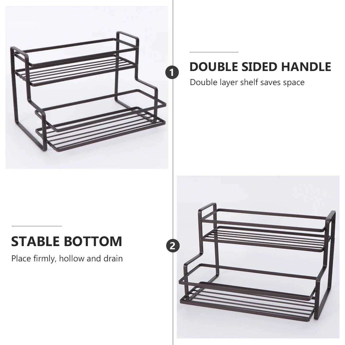 

Seasoning Storage Rack -saving Iron Wire Condiment Holder Japanese Style Double Layer Stacking