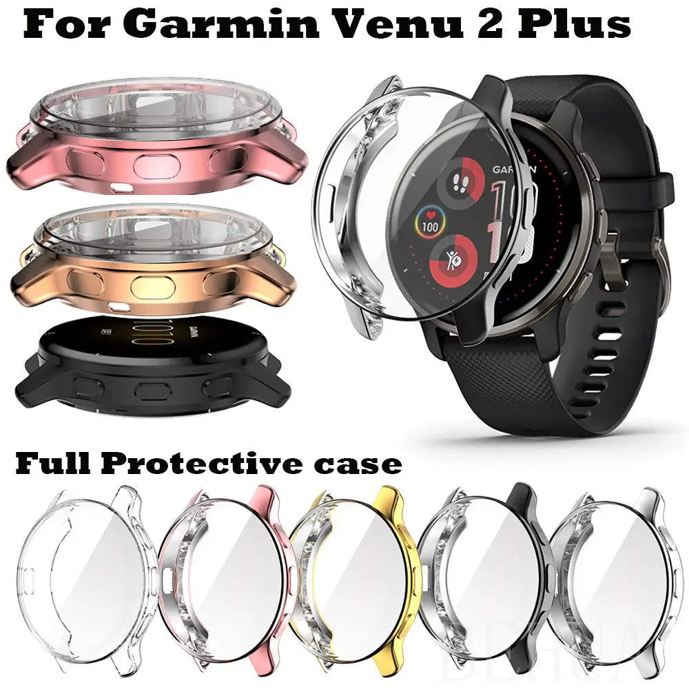 BEHUA Full Screen Protective Watch Case For Garmin Venu 2 Plus Protector Cover Venu2 Plus Shockproof Soft TPU Transparent Shell