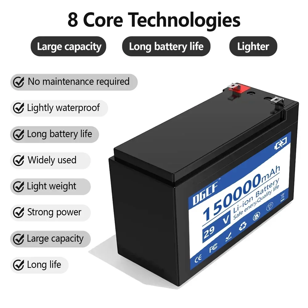 แบตเตอรี่ลิเธียม29.4V พอร์ตแสดงผล10ah แบตเตอรี่แบบชาร์จไฟได้แพ็คในตัว BMS 5V 2.1A USB พร้อมที่ชาร์จสำหรับพ่น