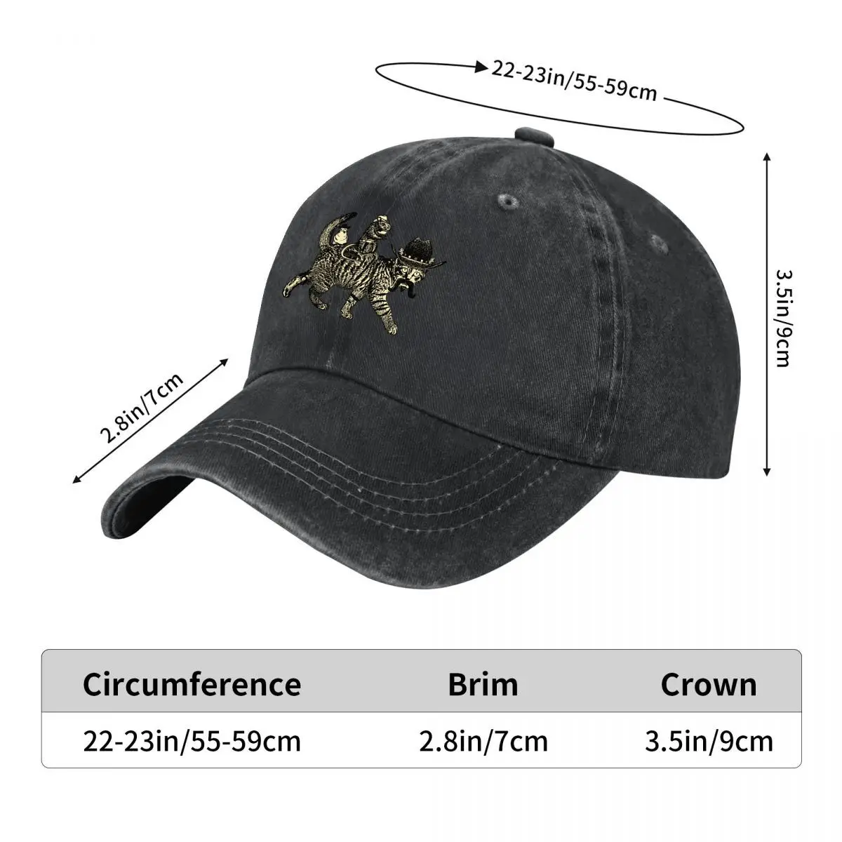 Funny Western Cowboy Cat With Mustache And Mouse New Vintage Washed Cotton Baseball Cap Sun Hats
