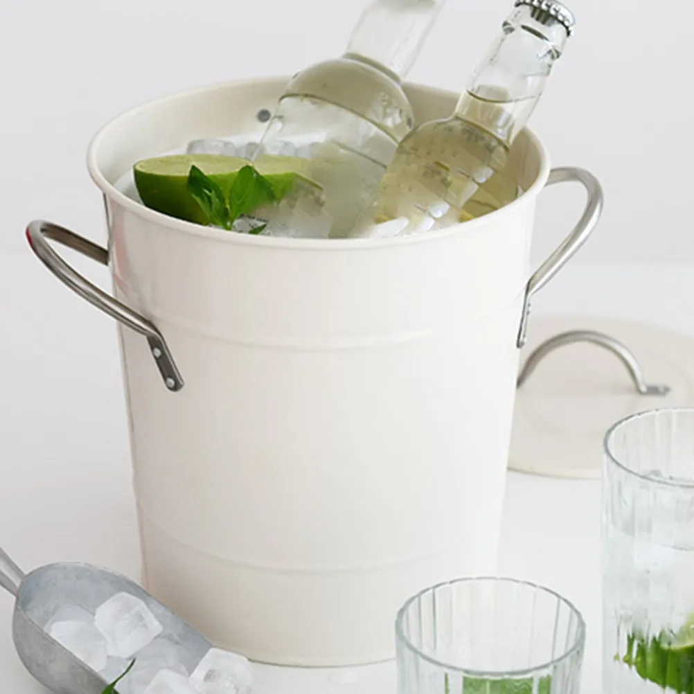 4.5L Rust Resistant Ice Bucket with Enhanced Capacity Galvanized Steel Powder Coated for Party Bar Wedding Wine Beer Cooling