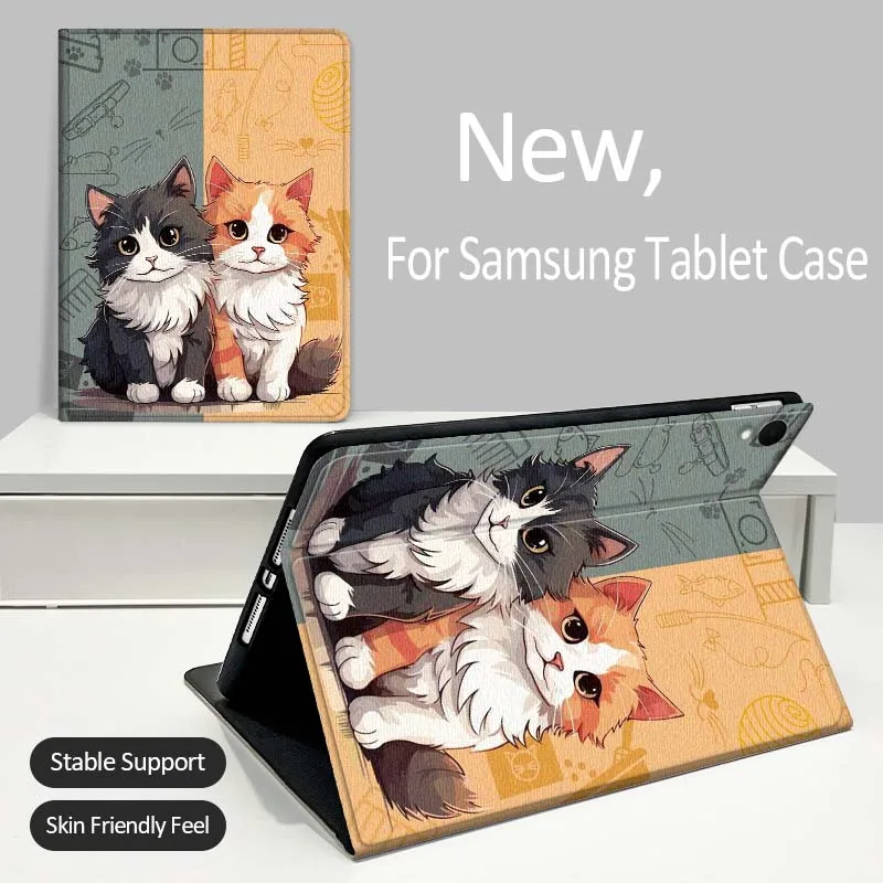 

Cute Cat Illustration For Samsung Galaxy Tab A A7 A8 A9 A11 S6 S11 Lite Plus 10.1 10.4 10.5 Inch 2022 2025 Tablet Case