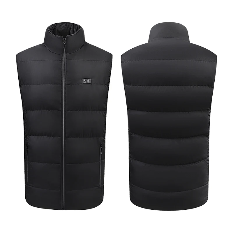 New Fashion Men'S Smart Heat Full Temperature Warm Coat Winter Stand Up Collar Casual Thick USB Heated Vest (No Power Bank)