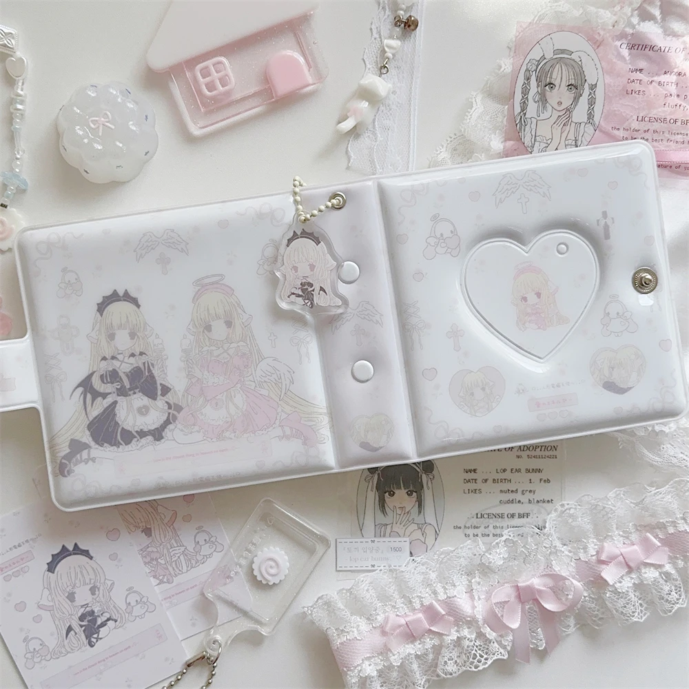 Creative Design Storage Bag Card Album Angel Girl Anime Printing 3-inch Album Star Small Card Kawaii Storage Bag Hanging Chain