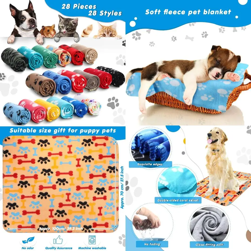 

Маленькие флисовые одеяла для щенков и котят, 28 узоров, 27,5x39,3 дюйма, мягкие теплые коврики для сна с принтом лап для домашних животных